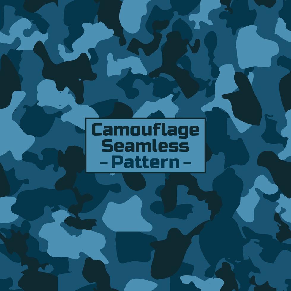 Abstract camouflage military pattern, skin texture blue color, fashion fabric printing vector illustration. Seamless pattern