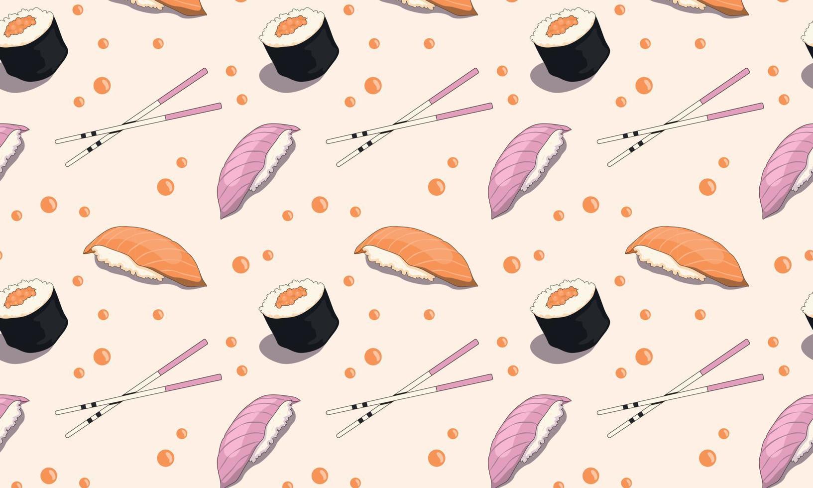 Pattern sushi, caviar and sticks vector