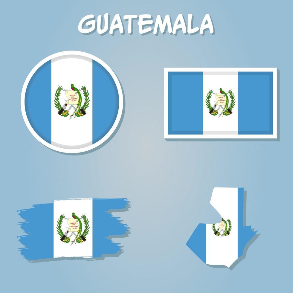 Map of Guatemala, Flag of Guatemala on it. vector