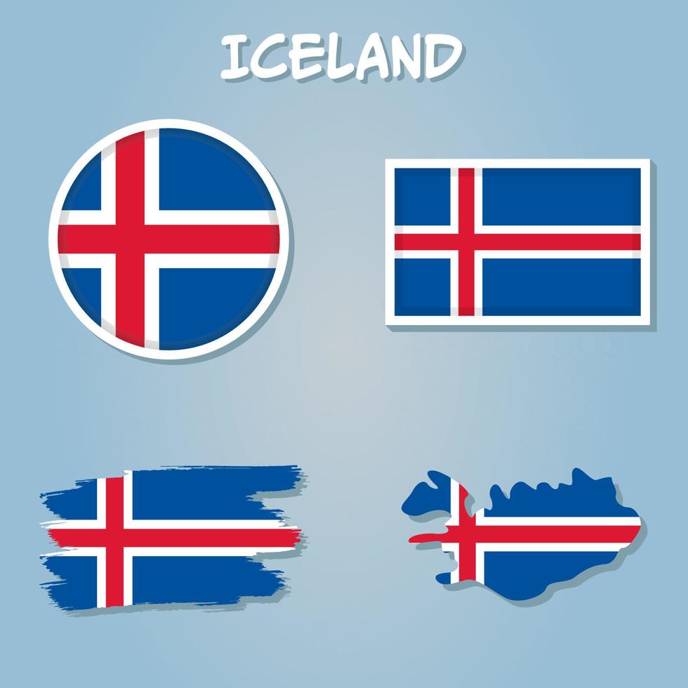 Iceland Flag National Europe Emblem Symbol Icon Vector Illustration Abstract Design Element.