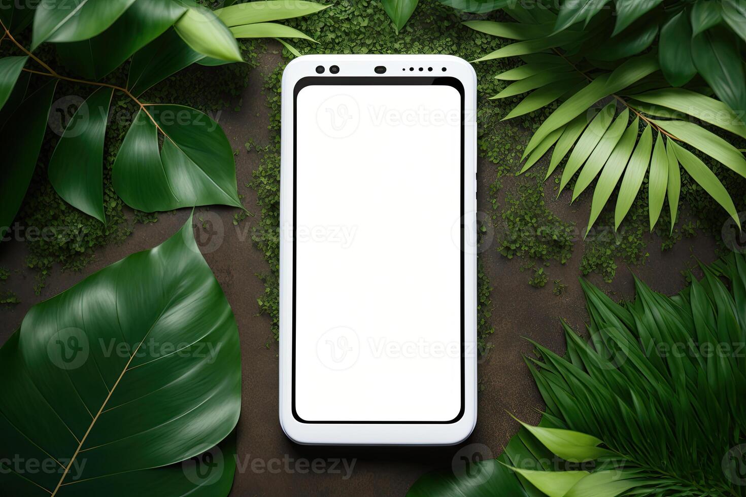 White empty mobile phone screen template mockup. Illustration photo