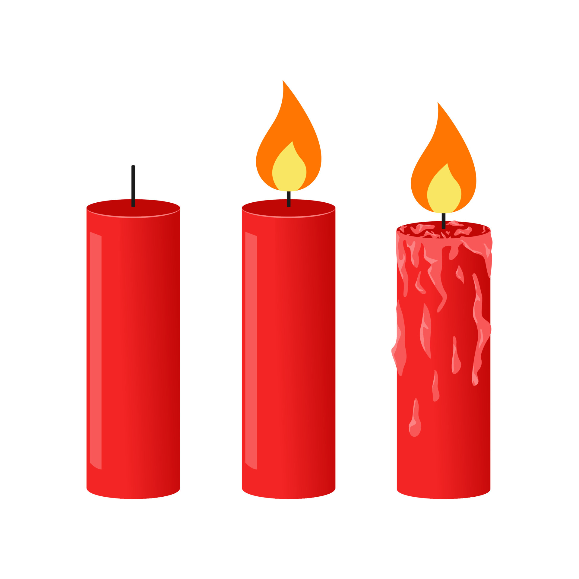 Set of Candle cartoon style, Vector Illiustration, 3 candles with