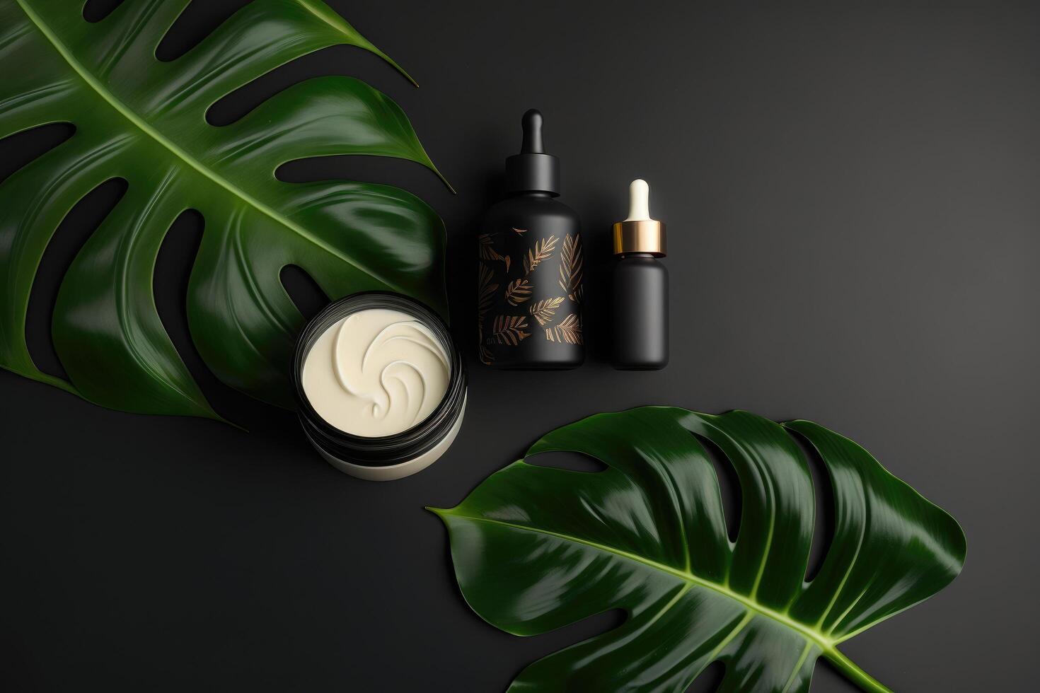 Composition with natural organic cosmetic product. Illustration photo