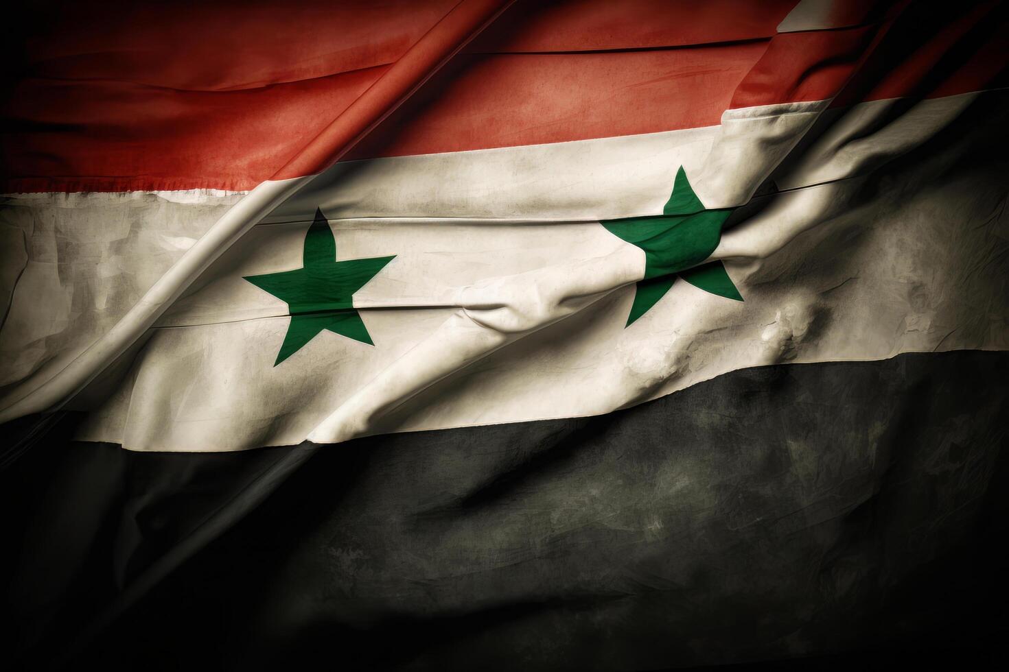 waving silk flag of Syria. Illustration photo