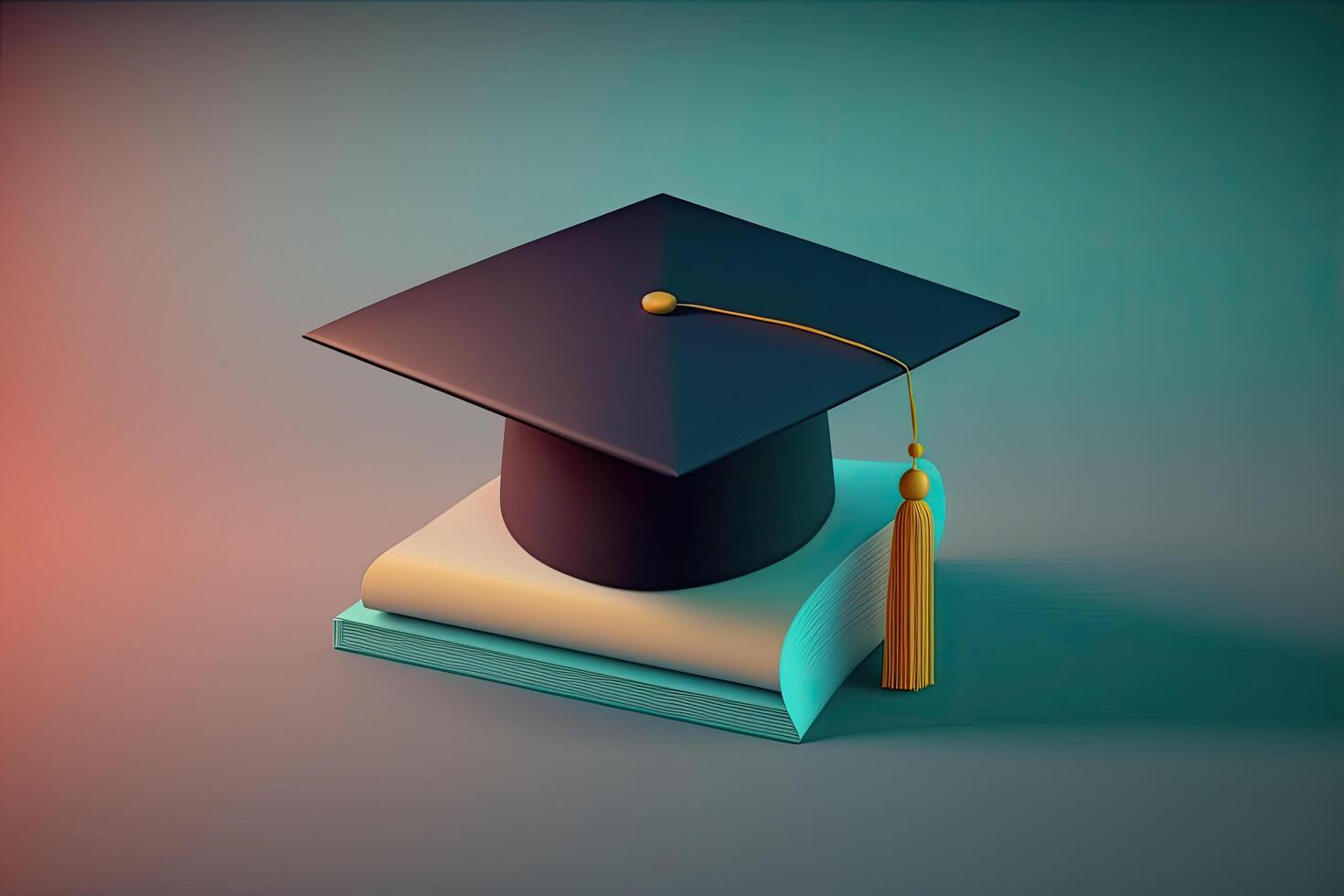 Graduation cap with books. Illustration photo