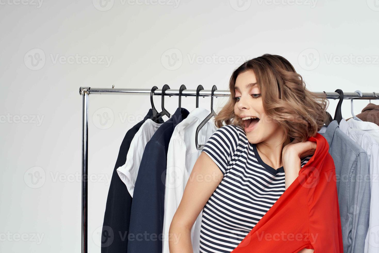 woman clothes hanger shopping isolated background photo