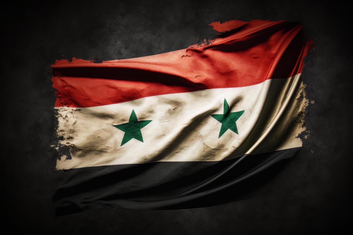 waving silk flag of Syria. Illustration photo