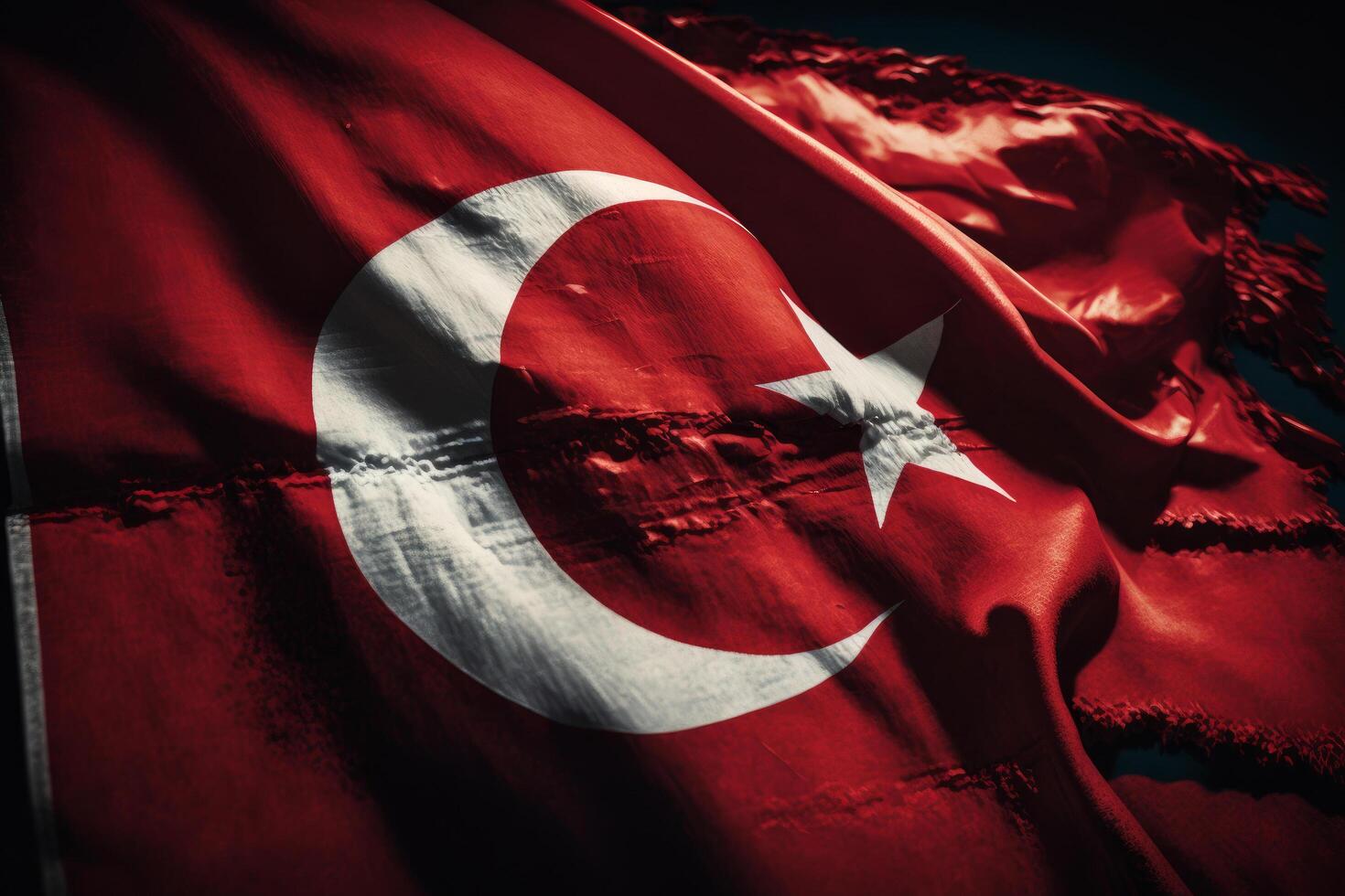 Red waving Turkish flag. Illustration photo