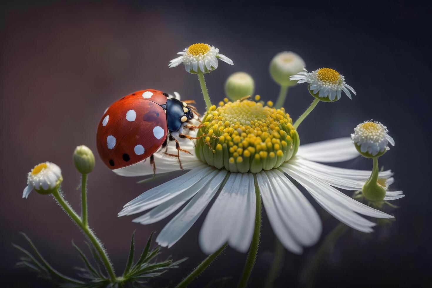 Ladybug with Daisy Flower. Illustration photo