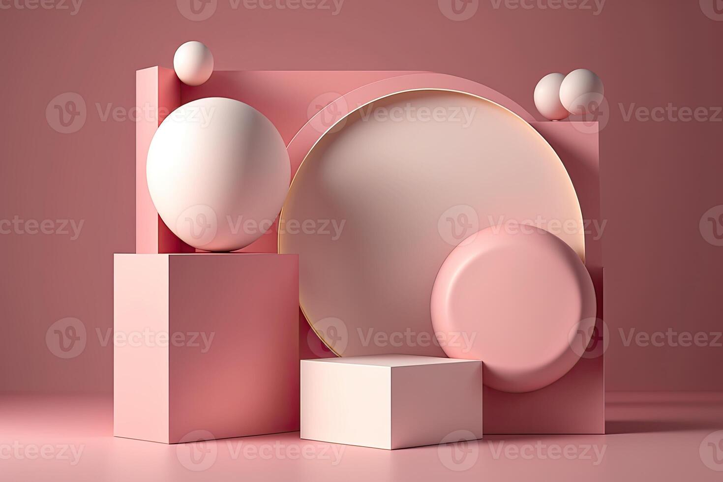 Minimal background mockup with podium for product display. Illustration photo