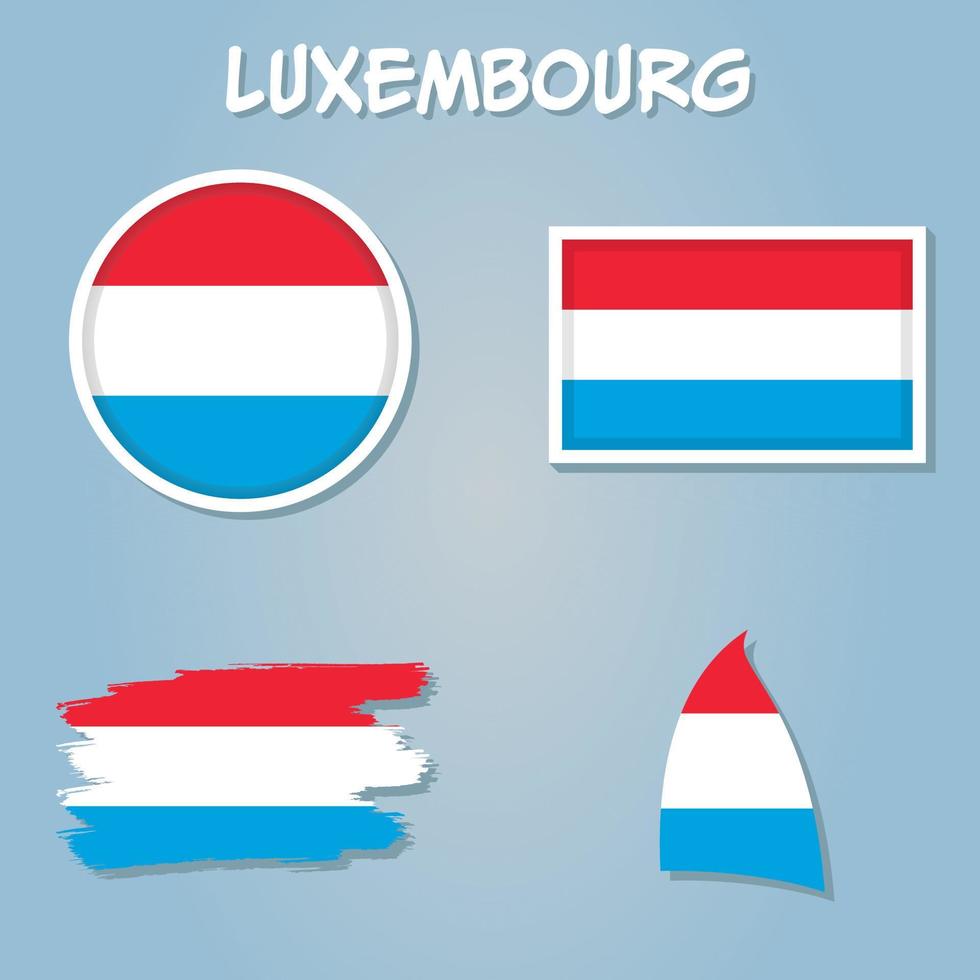 Simple Map Of Luxembourg With Flag Isolated vector Illustration.