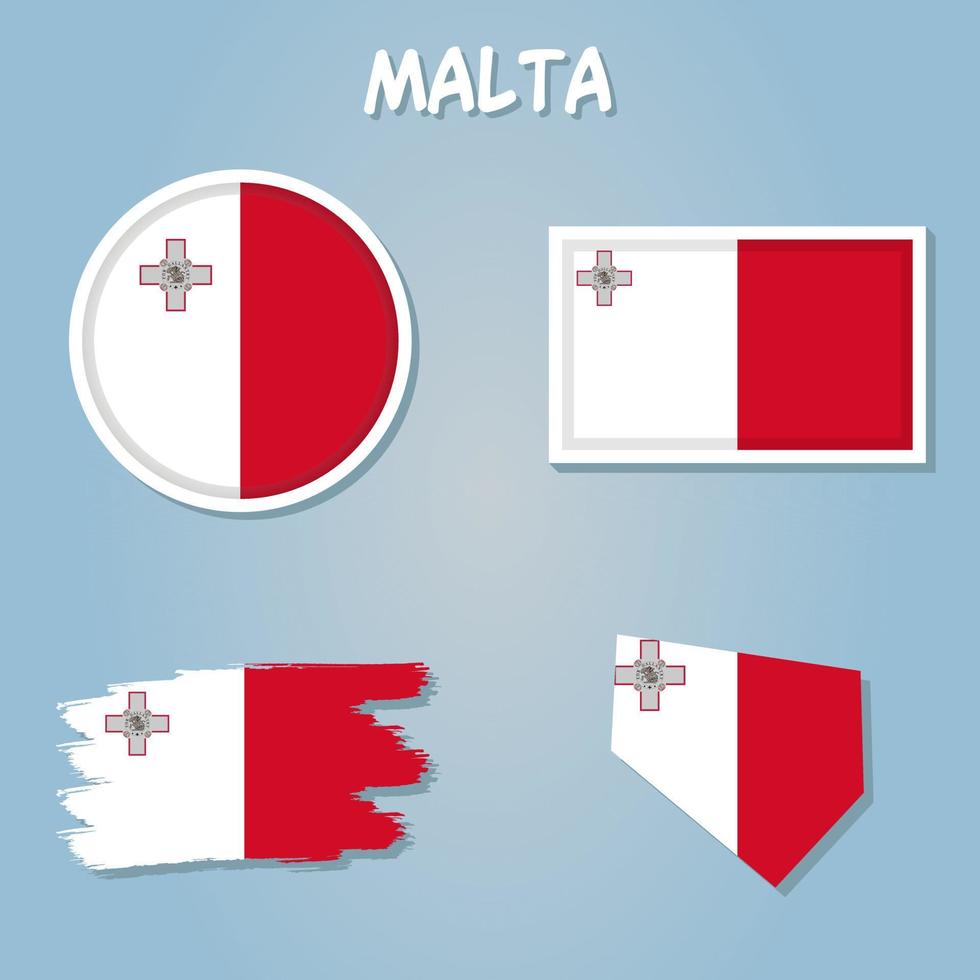 Malta mapa bandera. mapa de el república de Malta con el maltés nacional bandera aislado. vector