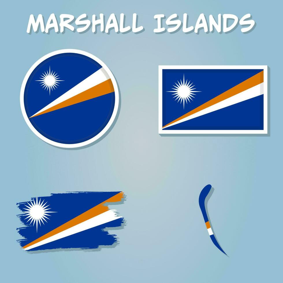 Republic of the Marshall Islands flag and map. vector