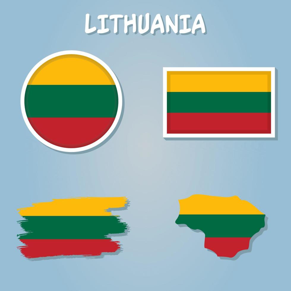 Republic of Lithuania vector map, flag, borders, mask , capital, area and population infographic.