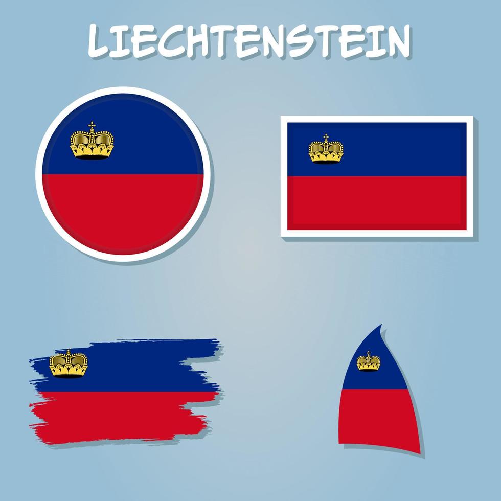 Liechtenstein map country of Europe, European flag illustration, vector isolated.