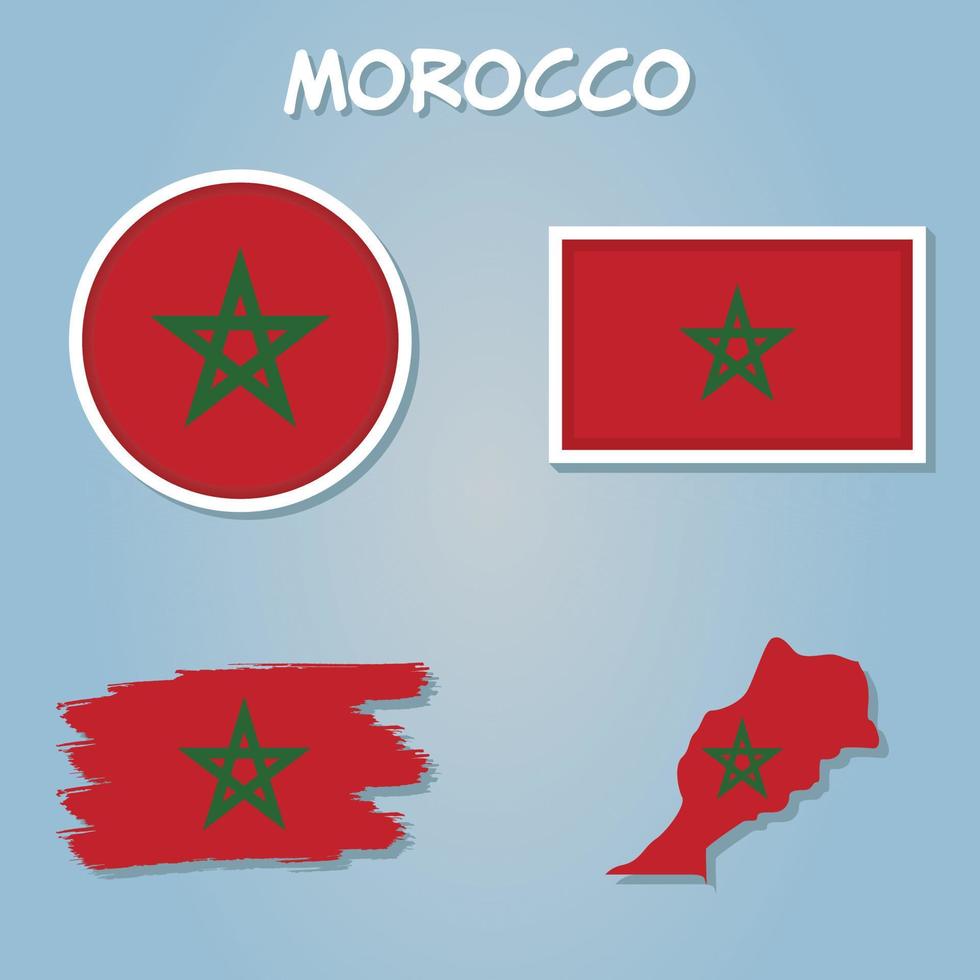 Marruecos bandera mapa, mapa de el Reino de Marruecos con el marroquí país bandera. vector