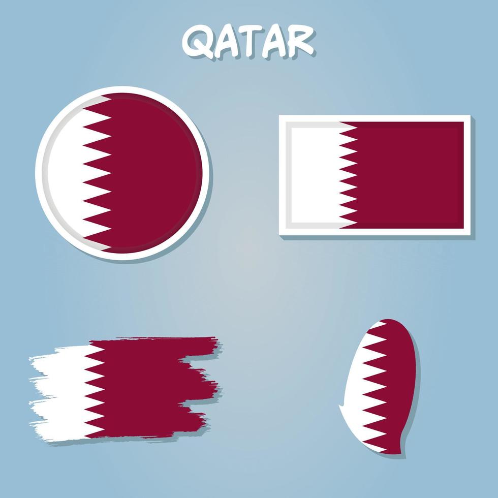 Qatari flag overlay on Qatari map with polygonal style. vector
