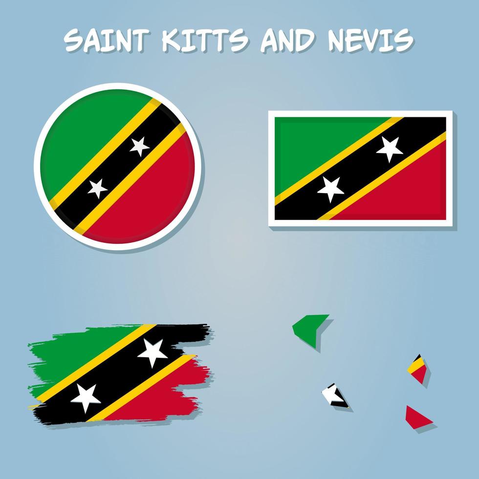 mapa de Santo kitts y nevis en Santo kitts y nevis bandera colores. vector