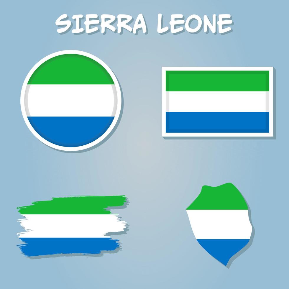 Sierra Leone flag inside the Sierra Leone map borders vector illustration.