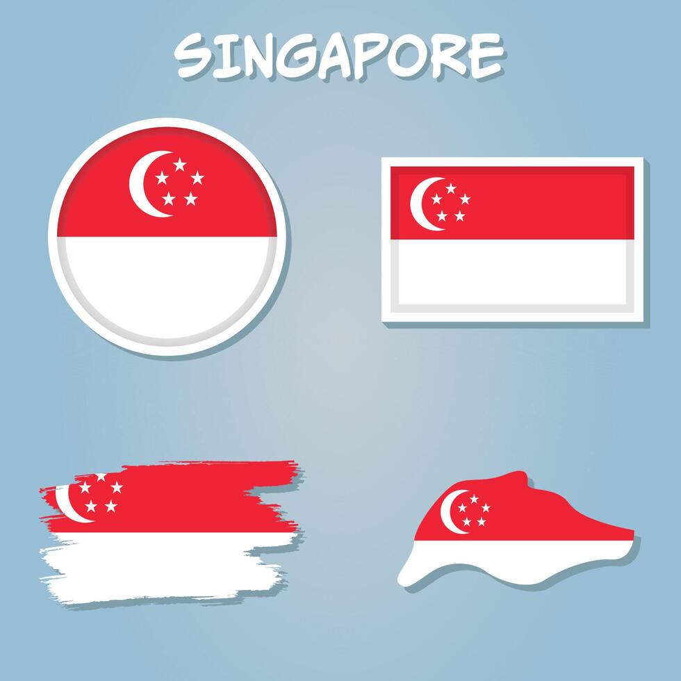 Layered editable vector illustration country map of Singapore.