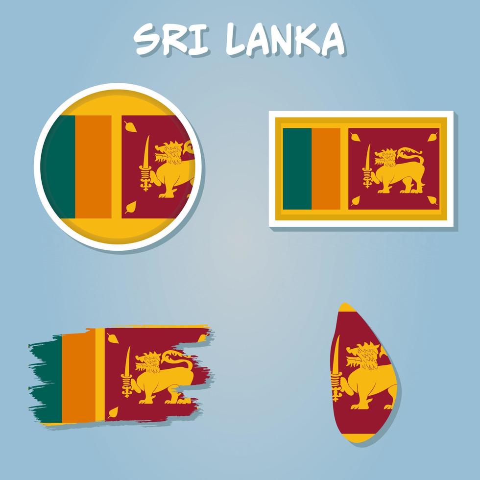 Sri Lanka flag overlay on Sri Lanka map with polygonal style. vector