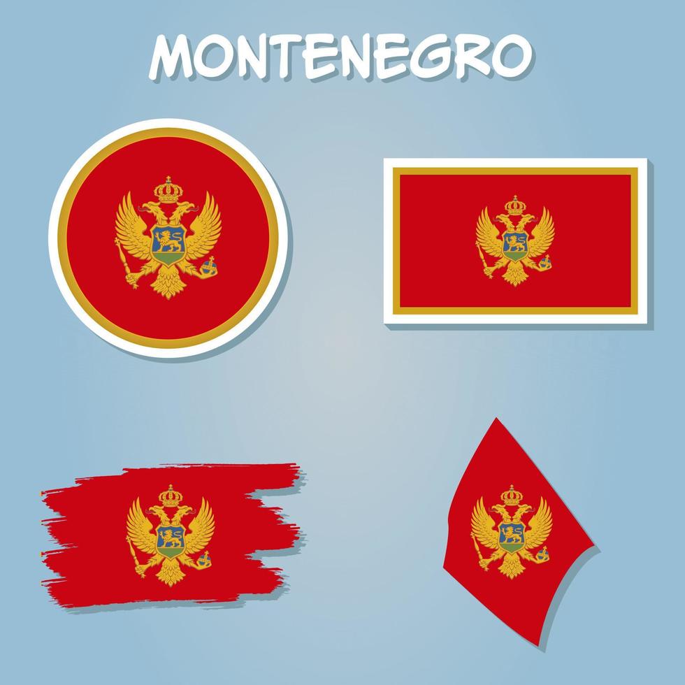 Montenegro vector map silhouette illustration isolated on blue background.