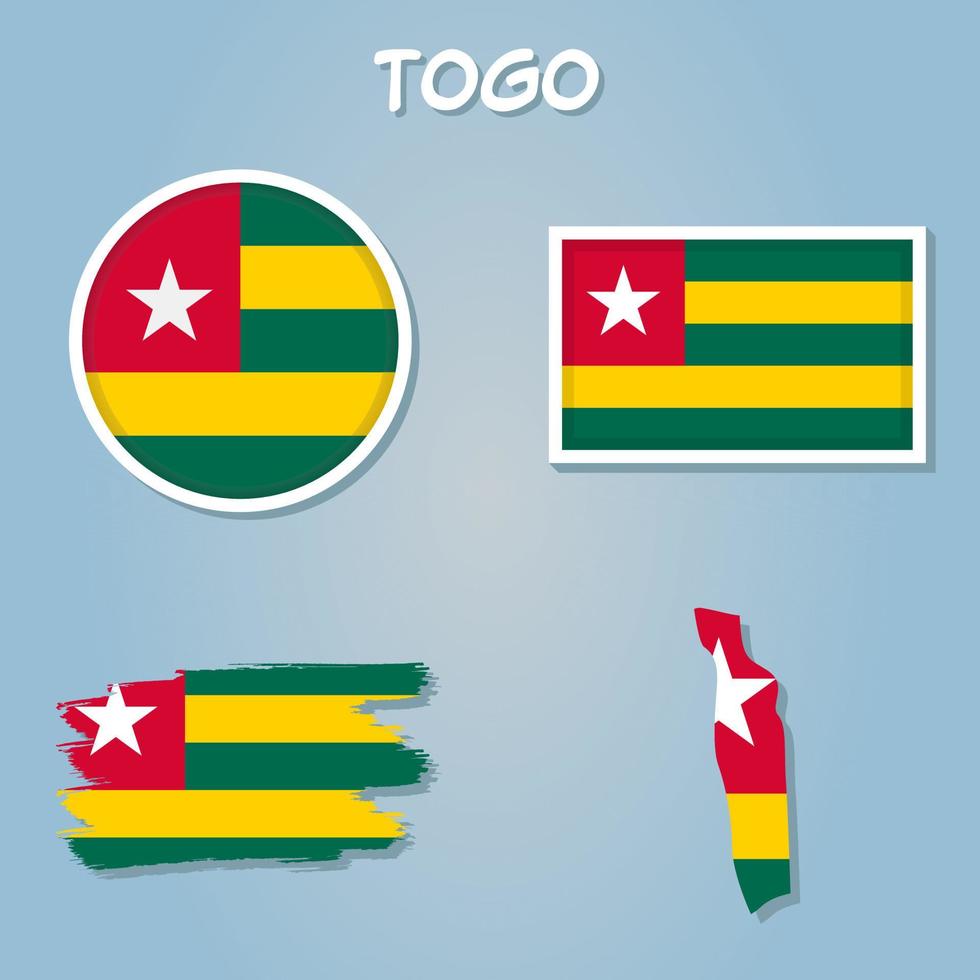 Flag of Togo maps territory, Togo flag template design. vector