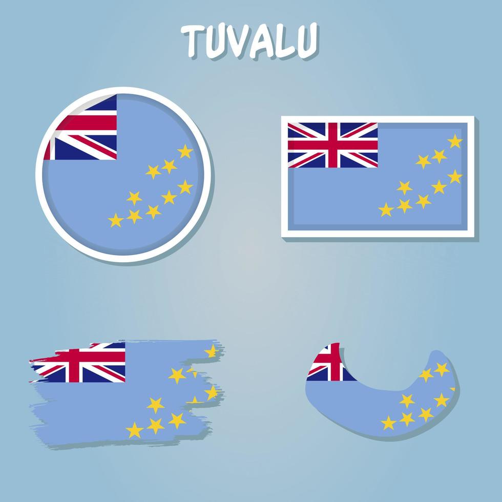 Flag of Tuvalu. Ellice Islands national banner and patriotic symbol. vector