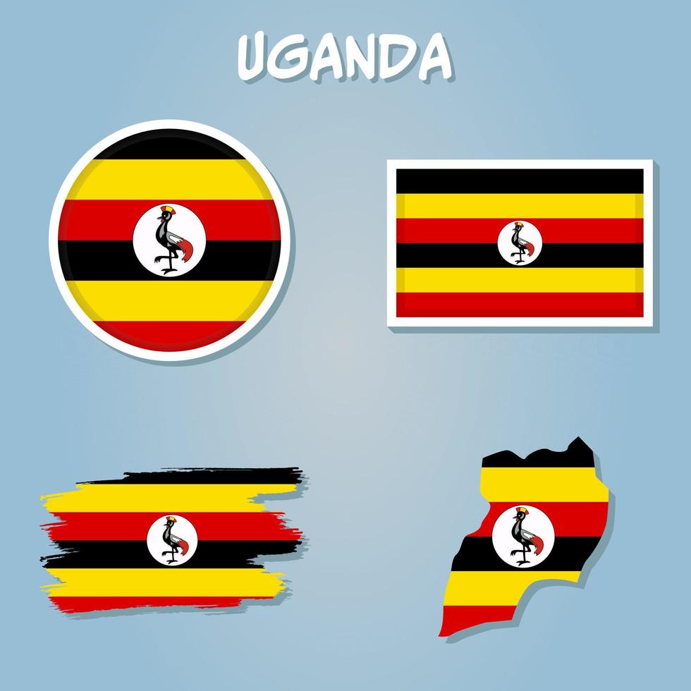 Uganda National Map with flag illustration. vector