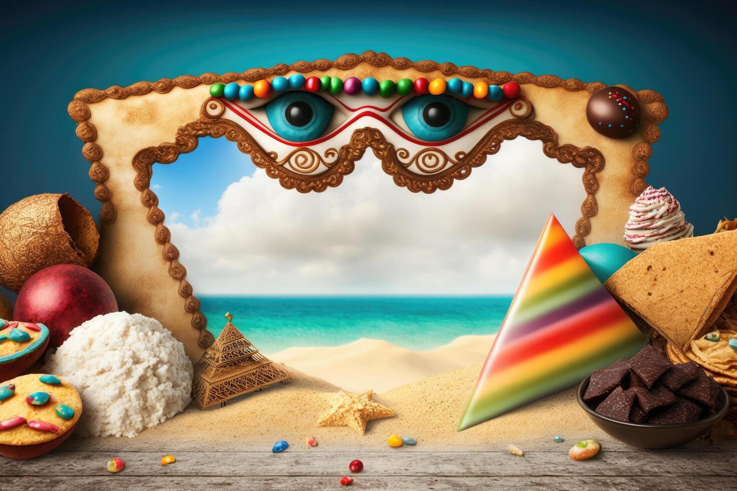 Purim Party Holiday Background. Illustration photo