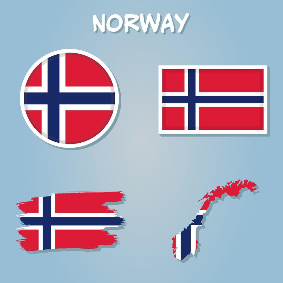 Map of Norway filled with flag of the state. vector