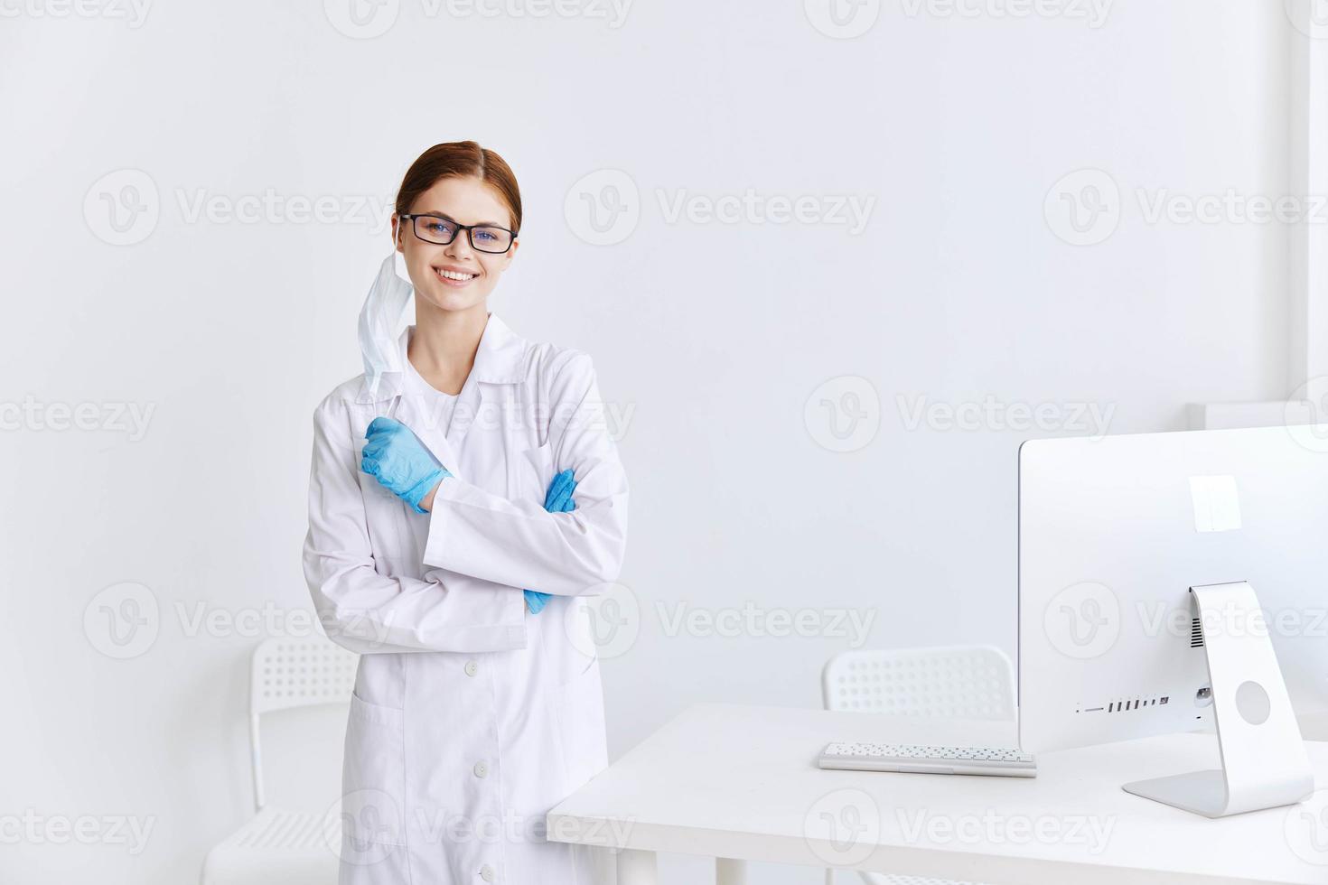 Cheerful woman doctor medicine work hospital photo