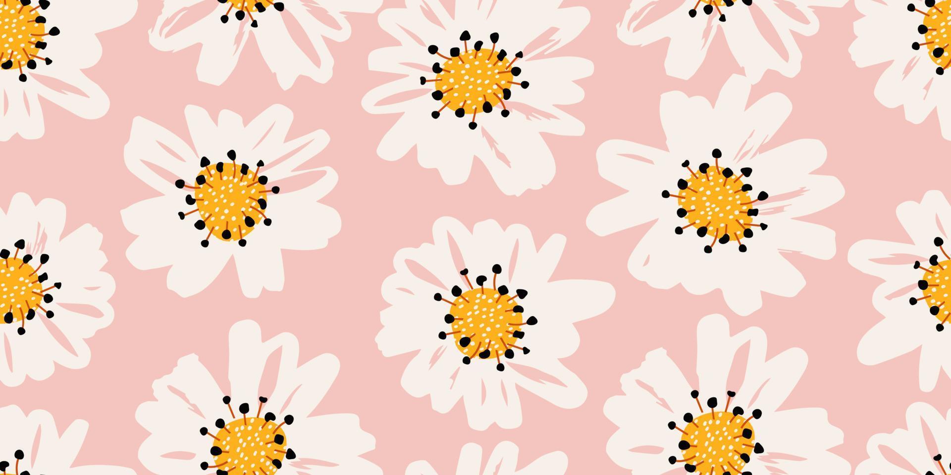 mano dibujado flores, sin costura patrones con floral para tela, textiles, ropa, envase papel, cubrir, bandera, interior decoración, resumen antecedentes. vector