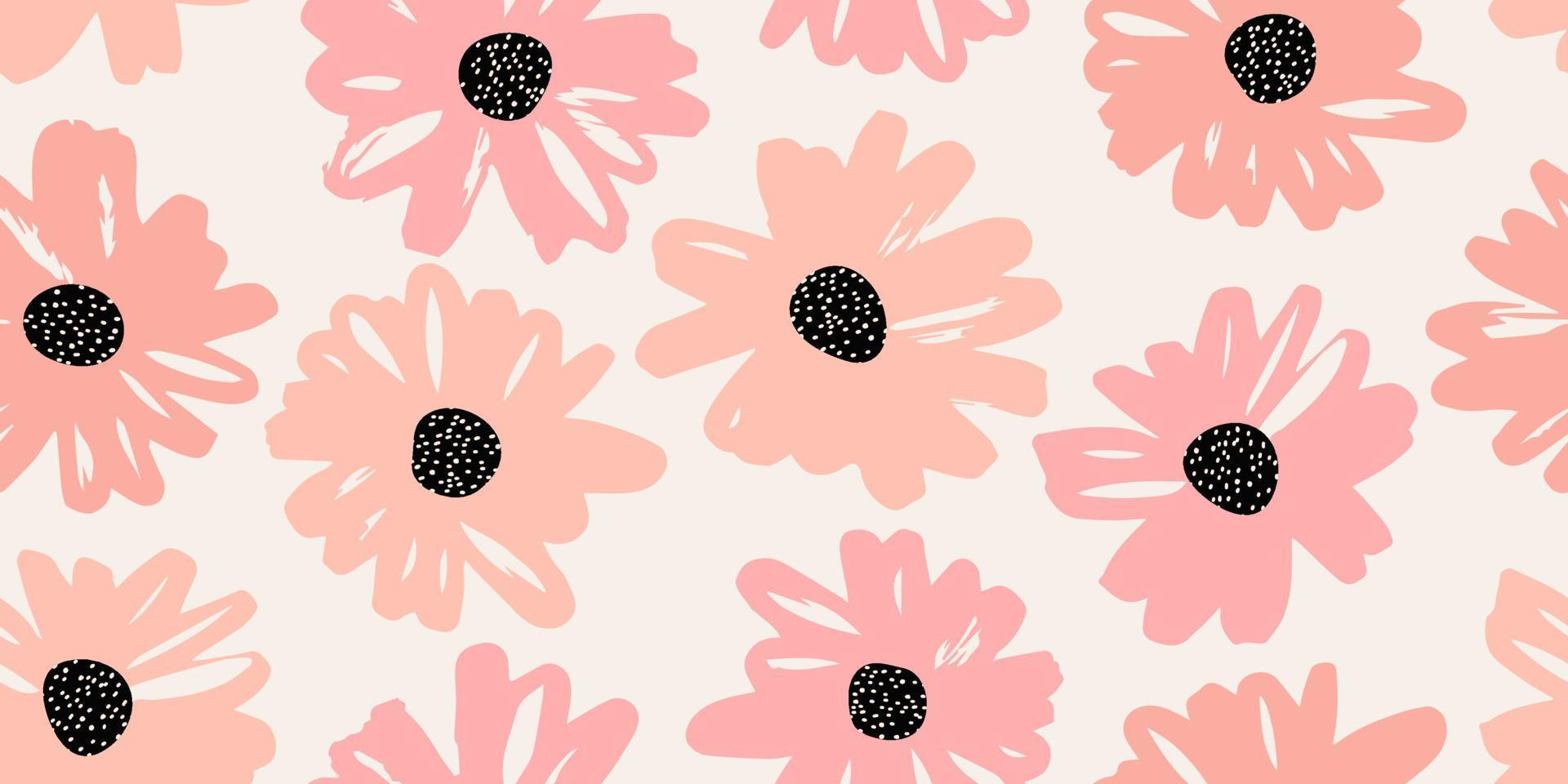 mano dibujado flores, sin costura patrones con floral para tela, textiles, ropa, envase papel, cubrir, bandera, interior decoración, resumen antecedentes. vector