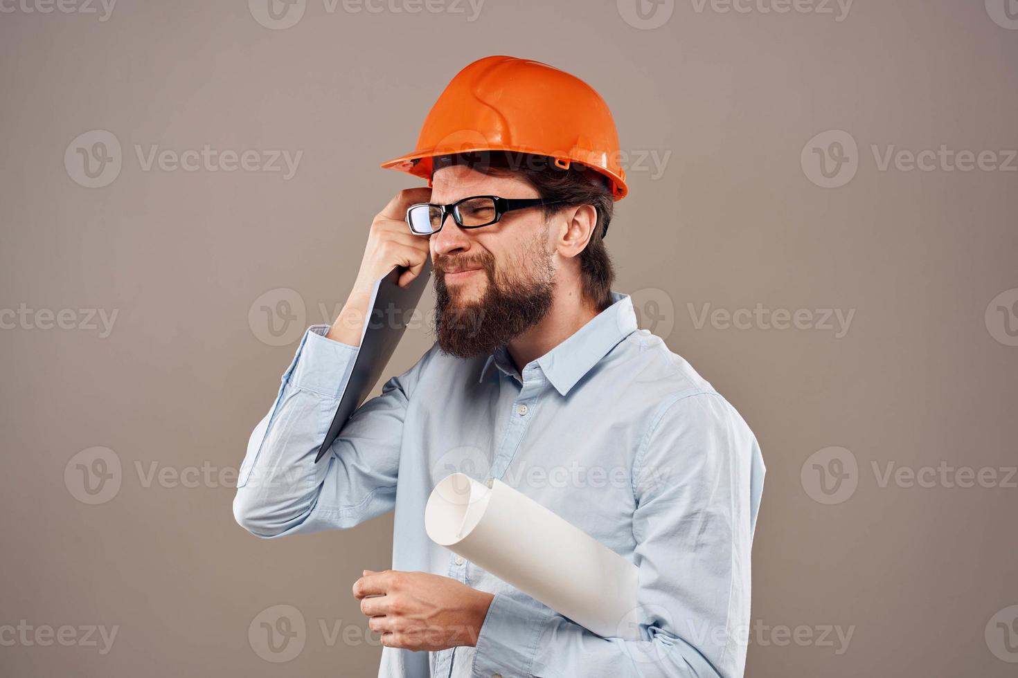 Engineer orange helmet professional documents instruction manual photo