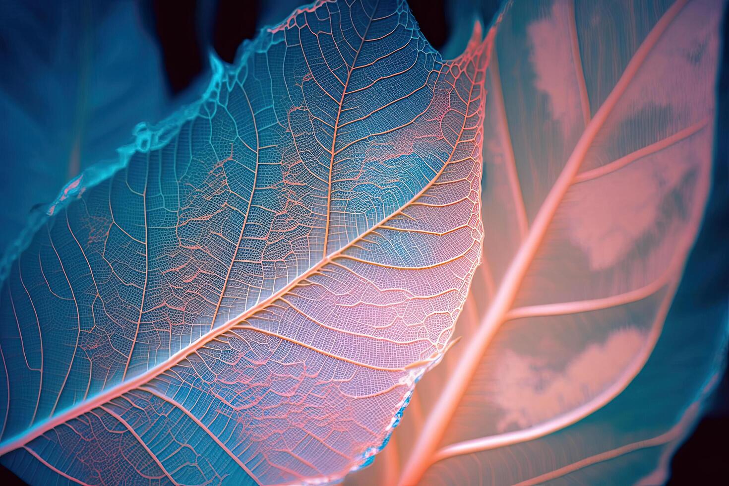 The texture of the transparent skeleton blue leaves . Illustration photo