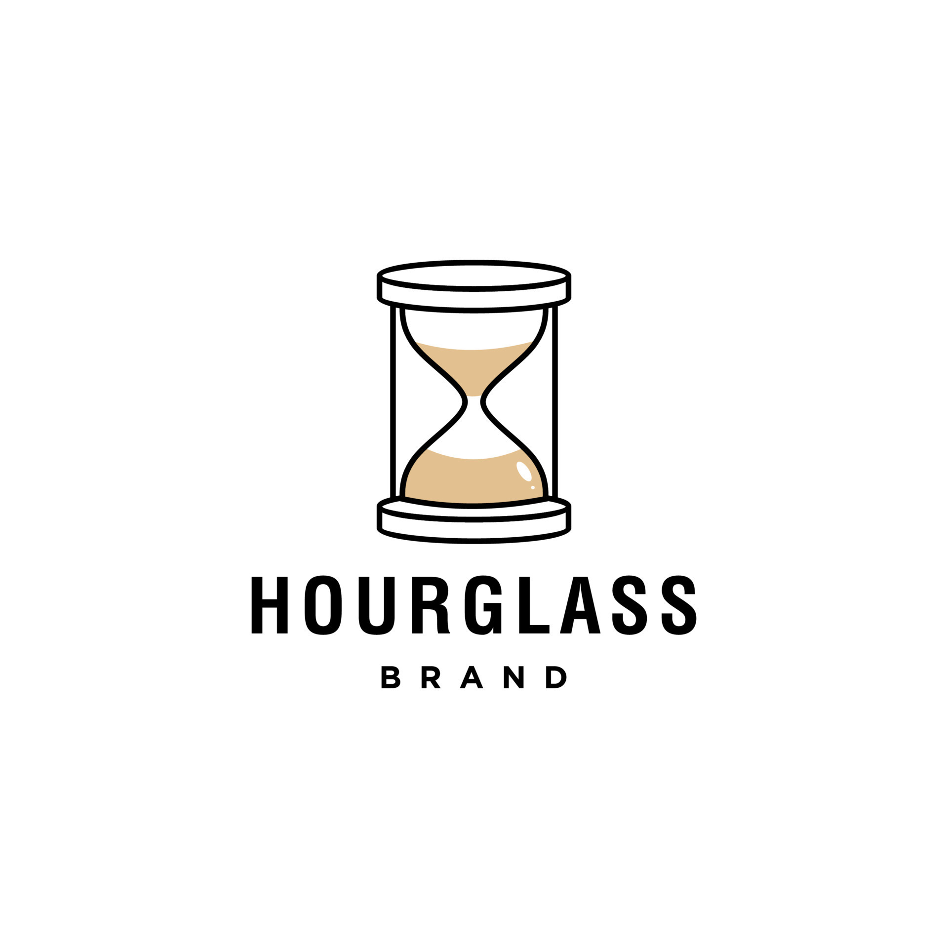 hourglass clock logo icon design in line art style. luxury sand time ...