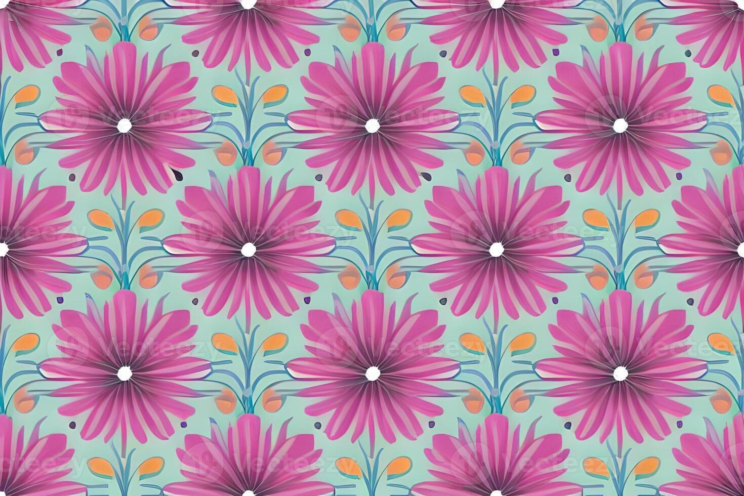 Abstract magenta or purple natural flower, floral, and leaves seamless pattern background. Flower and leaf clip illustration watercolor texture wallpaper. photo