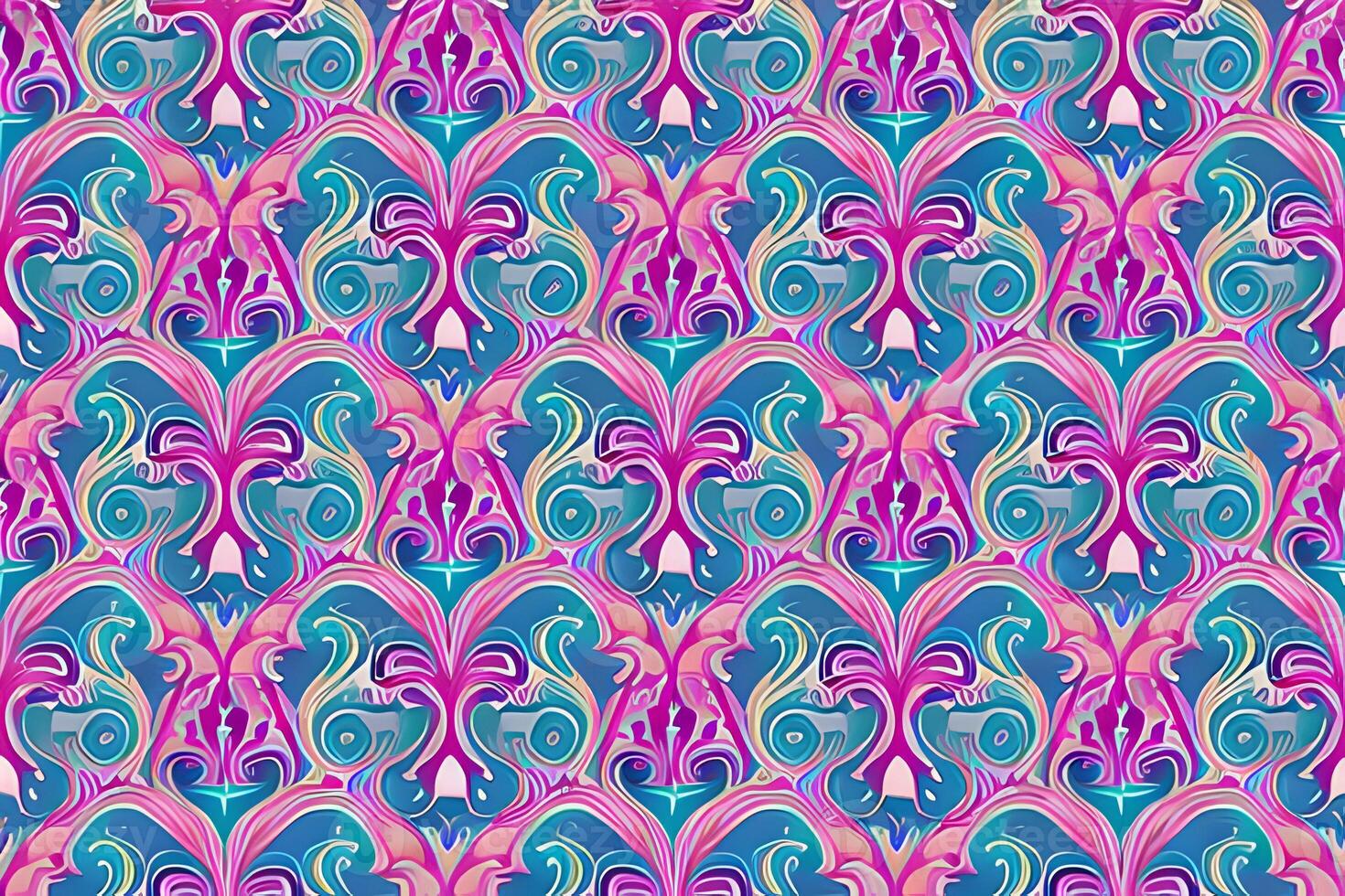 Abstract magenta or purple natural flower, floral, and leaves seamless pattern background. Flower and leaf clip illustration watercolor texture wallpaper. photo