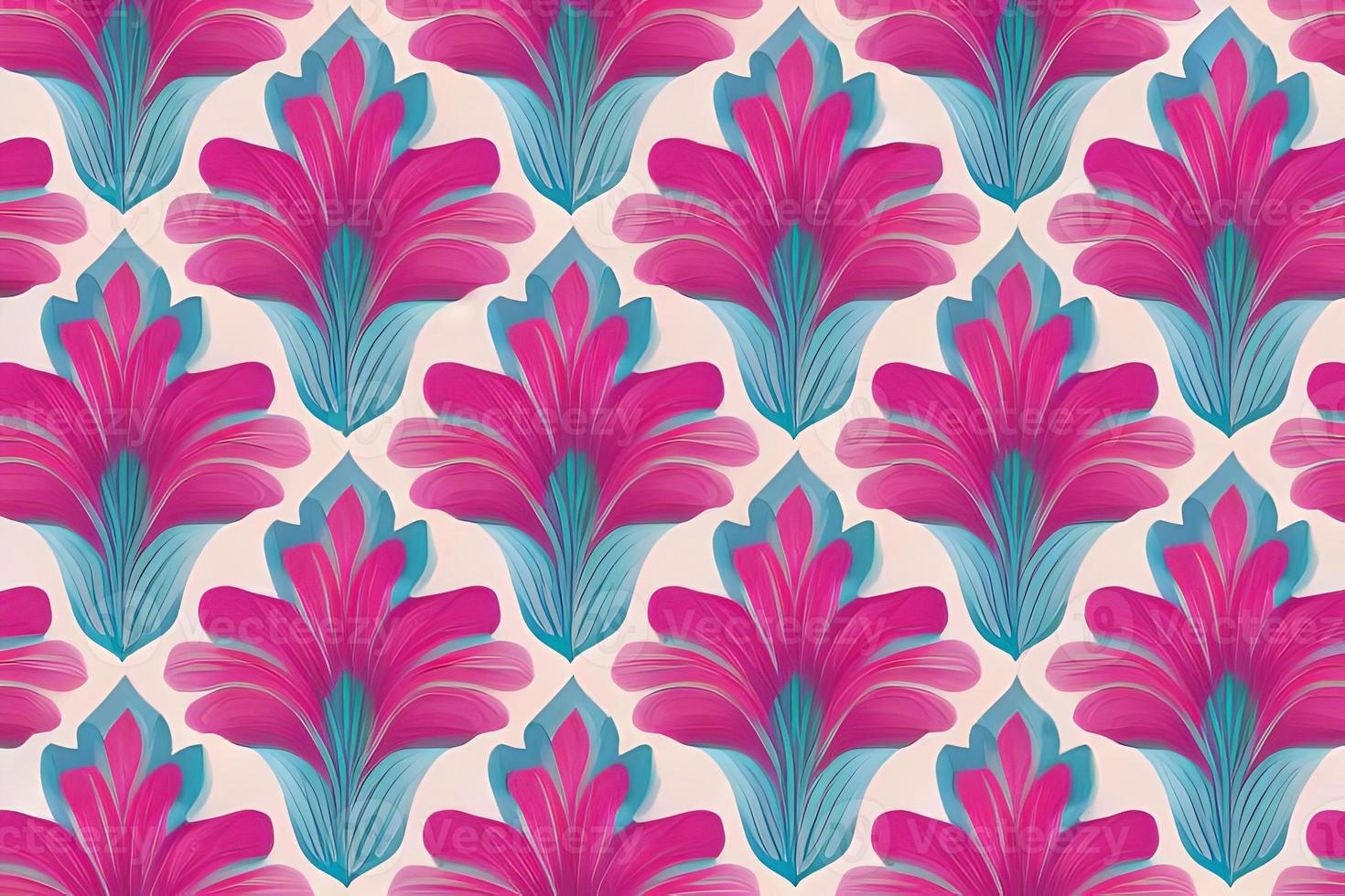 Abstract magenta or purple natural flower, floral, and leaves seamless pattern background. Flower and leaf clip illustration watercolor texture wallpaper. photo