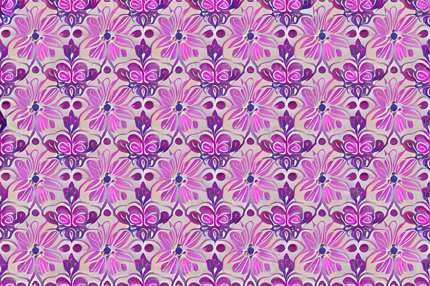 Abstract magenta or purple natural flower, floral, and leaves seamless pattern background. Flower and leaf clip illustration watercolor texture wallpaper. photo