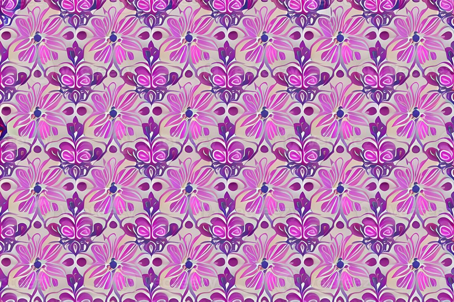 Abstract magenta or purple natural flower, floral, and leaves seamless pattern background. Flower and leaf clip illustration watercolor texture wallpaper. photo