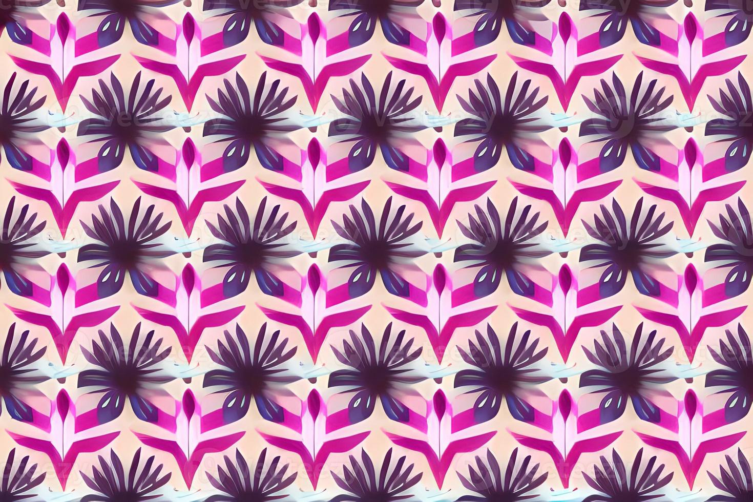 Abstract magenta or purple natural flower, floral, and leaves seamless pattern background. Flower and leaf clip illustration watercolor texture wallpaper. photo