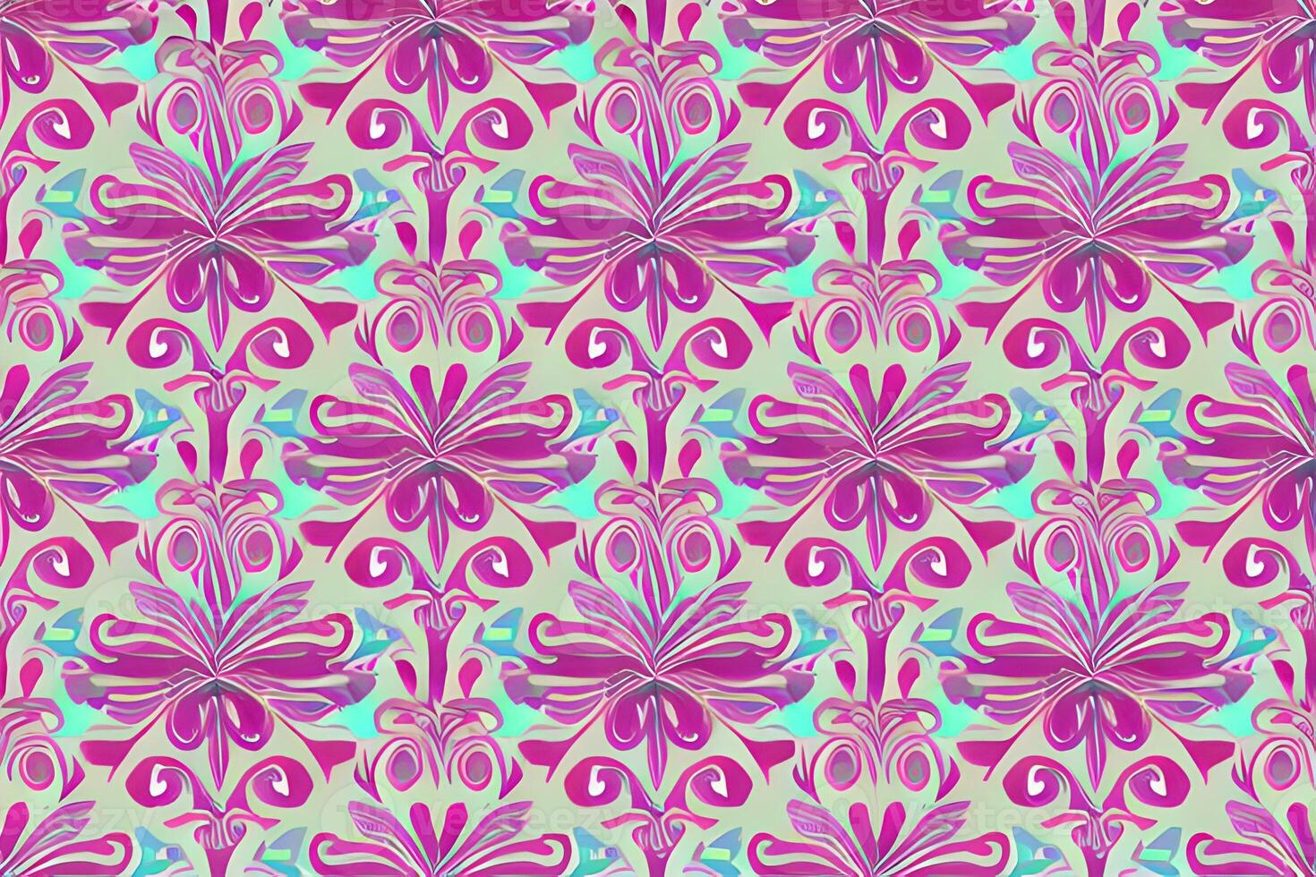 Abstract magenta or purple natural flower, floral, and leaves seamless pattern background. Flower and leaf clip illustration watercolor texture wallpaper. photo