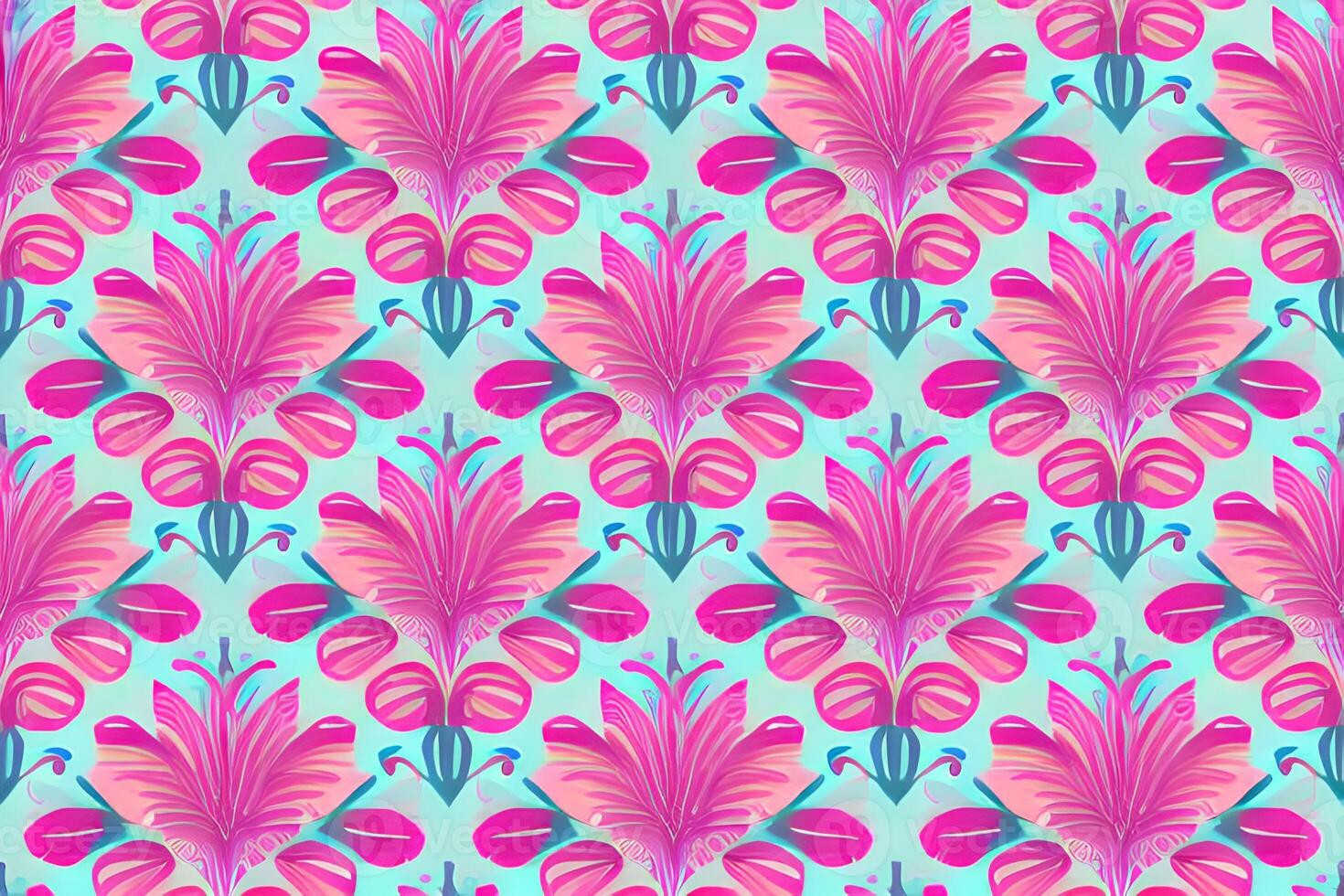 Abstract magenta or purple natural flower, floral, and leaves seamless pattern background. Flower and leaf clip illustration watercolor texture wallpaper. photo