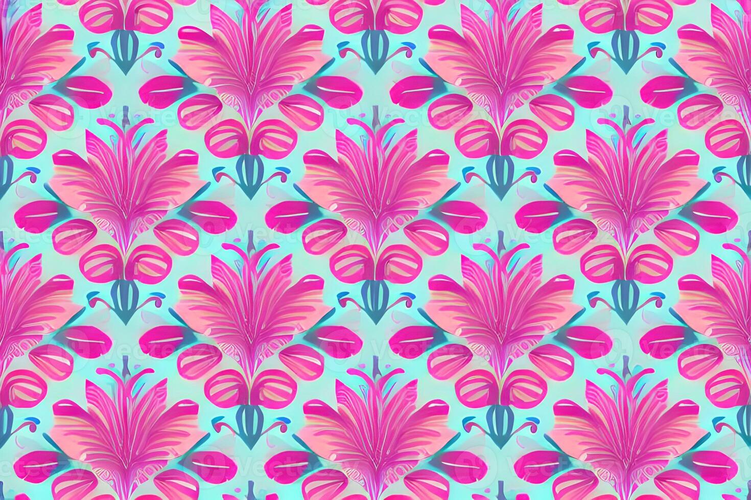 Abstract magenta or purple natural flower, floral, and leaves seamless pattern background. Flower and leaf clip illustration watercolor texture wallpaper. photo