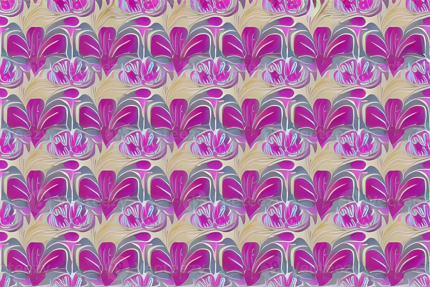 Abstract magenta or purple natural flower, floral, and leaves seamless pattern background. Flower and leaf clip illustration watercolor texture wallpaper. photo