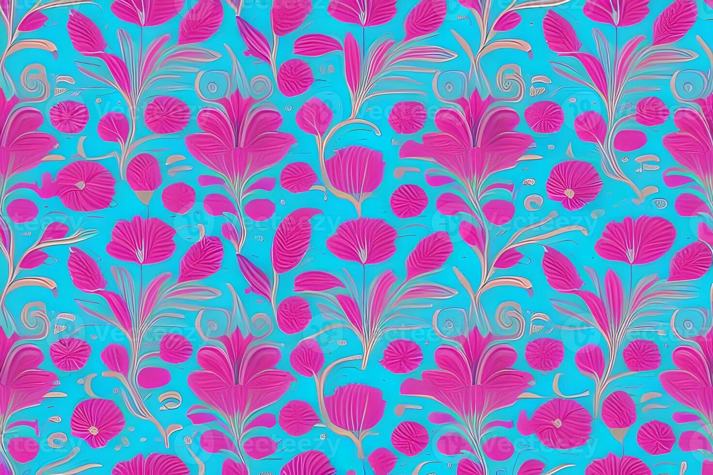 Abstract magenta or purple natural flower, floral, and leaves seamless pattern background. Flower and leaf clip illustration watercolor texture wallpaper. photo