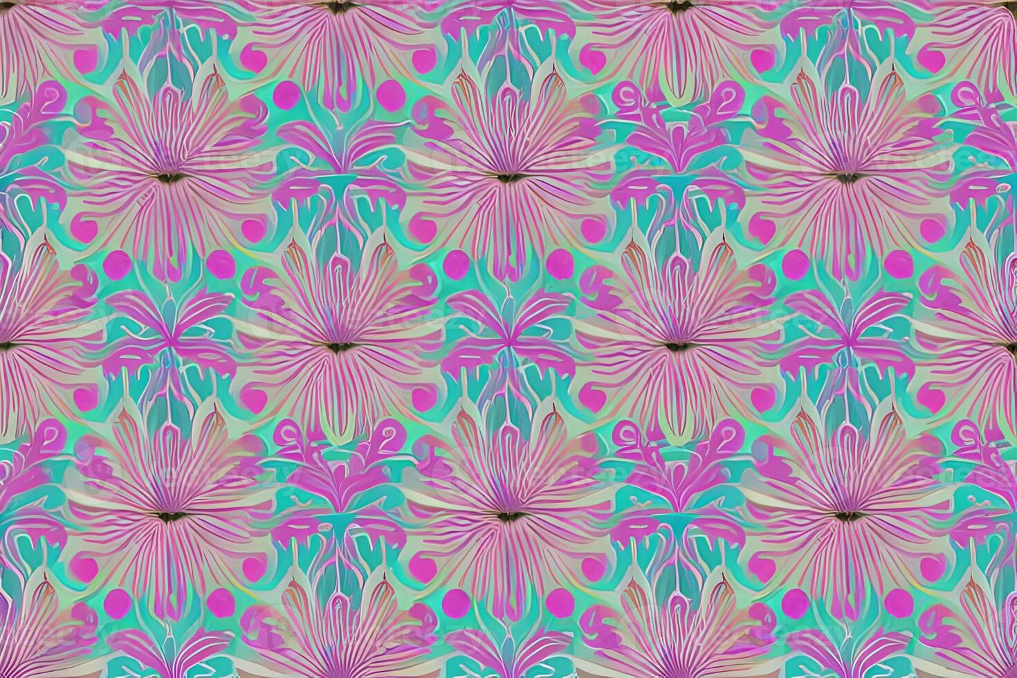 Abstract magenta or purple natural flower, floral, and leaves seamless pattern background. Flower and leaf clip illustration watercolor texture wallpaper. photo