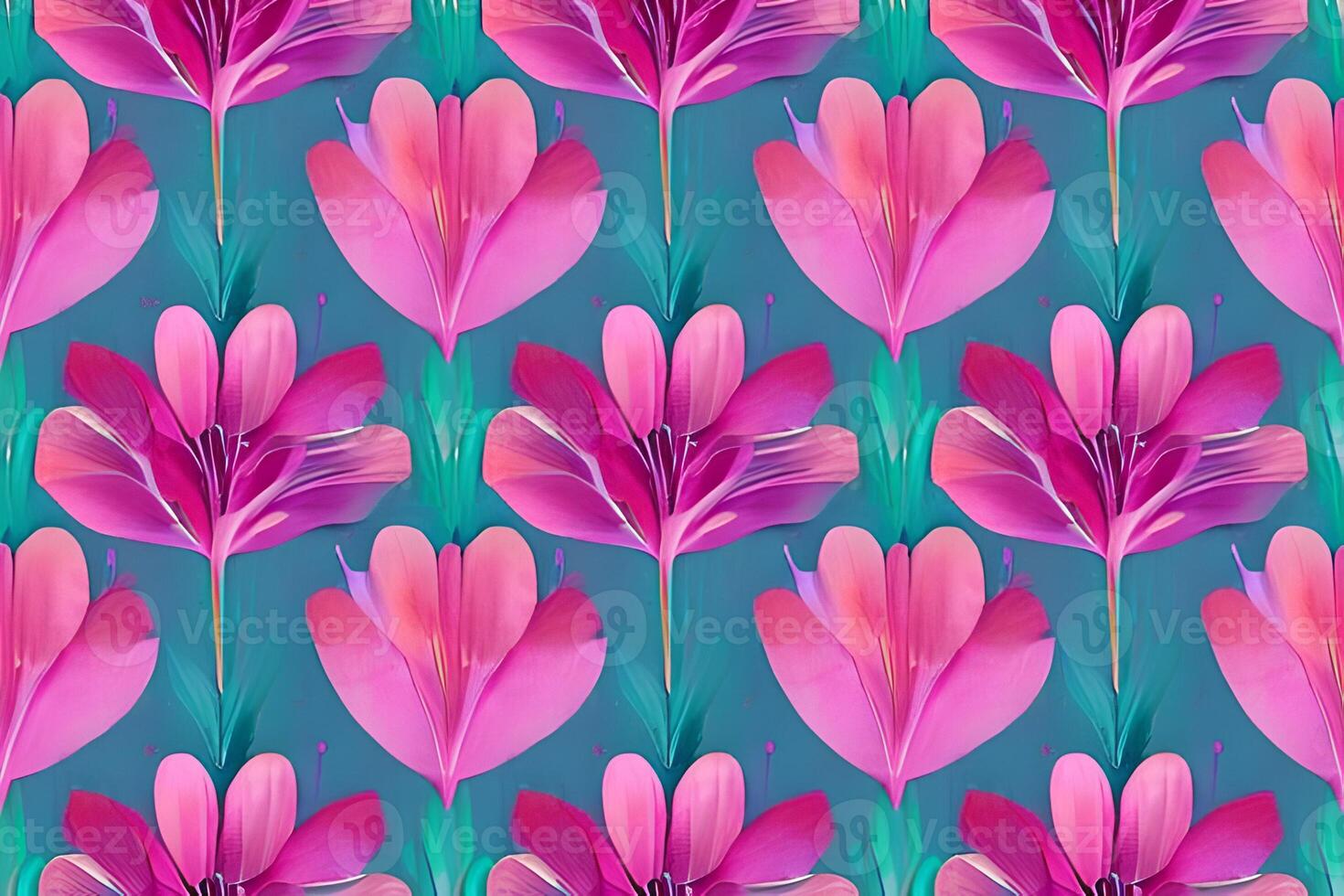 Abstract magenta or purple natural flower, floral, and leaves seamless pattern background. Flower and leaf clip illustration watercolor texture wallpaper. photo